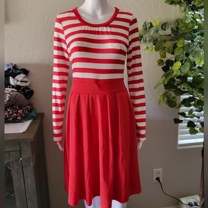 Vessos Striped Pleated Dress